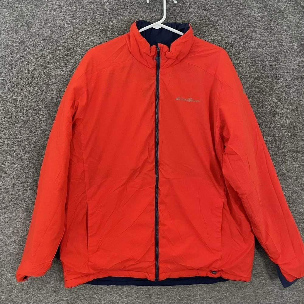 Eddie Bauer First Ascent Jacket Mens XL Blue Red Reversible Insulated Atom
